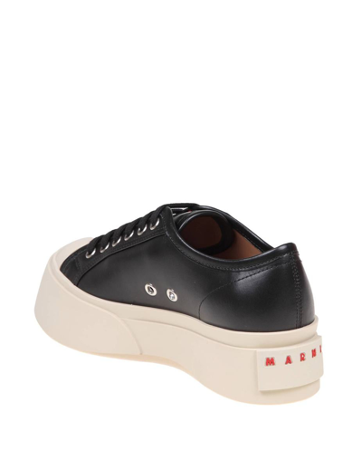 Shop Marni Leather Lace-up Sneakers In Black