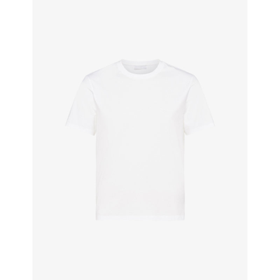 Shop Prada Mens White Logo-embroidered Slim-fit Stretch-cotton T-shirt