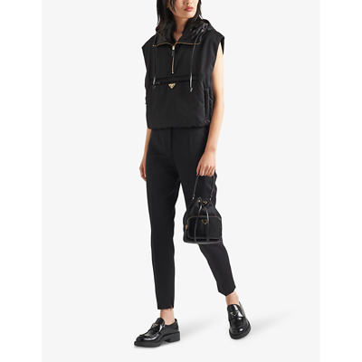 Shop Prada Re-nylon Brand-plaque Recycled-polyamide Vest In Black