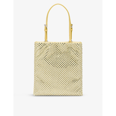 Shop Prada Womens Yellow Crystal-embellished Satin Shoulder Bag 1 Size