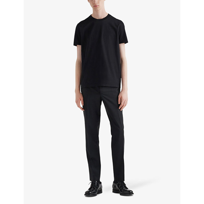 Shop Prada Slim-fit Crew-neck Cotton T-shirts Pack Of Three In Black