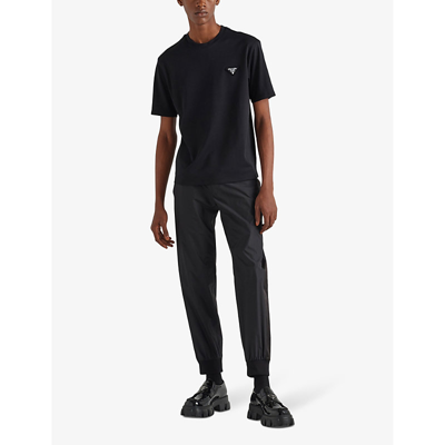 Prada Triangle-logo Cotton T-shirt In Black