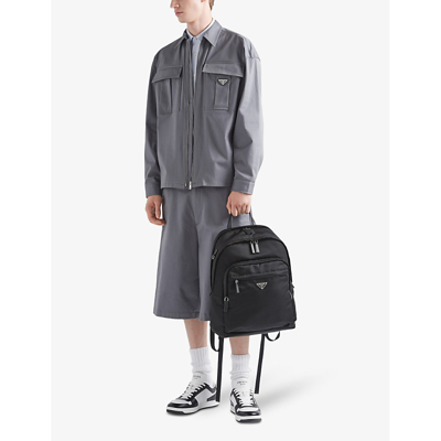 Prada Re-nylon And Saffiano Leather Backpack In Black
