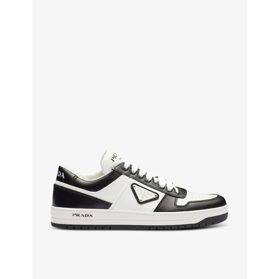 Shop Prada Downtown Brand-plaque Leather Low-top Trainers In White