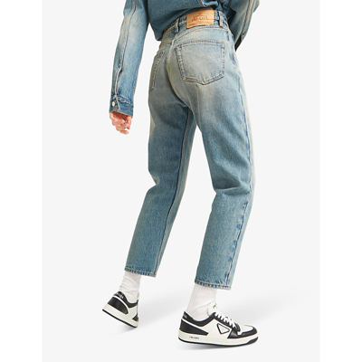Prada Downtown Sneaker Aus Perforiertem Leder In White