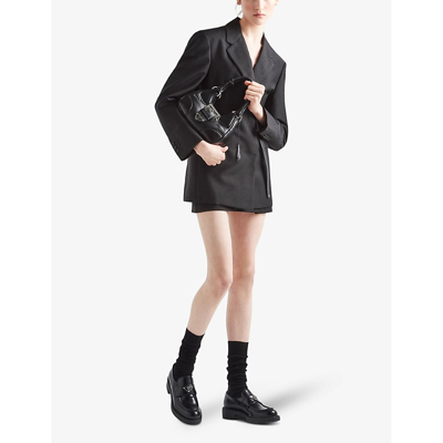 Shop Prada Moon Leather Shoulder Bag In Black