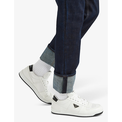 Shop Prada Downtown Brand-plaque Leather Low-top Trainers In White