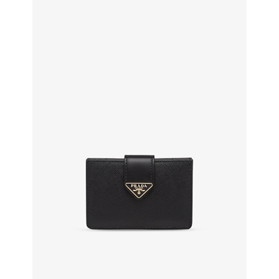 Shop Prada Logo-plaque Leather Card Holder In Black