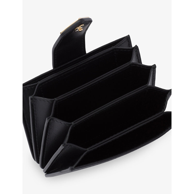 PRADA WOMENS BLACK LOGO-PLAQUE LEATHER CARD HOLDER 