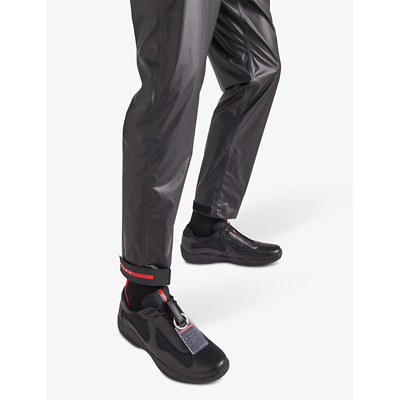 Prada Fabric And Leather America S Cup Sneakers In Black