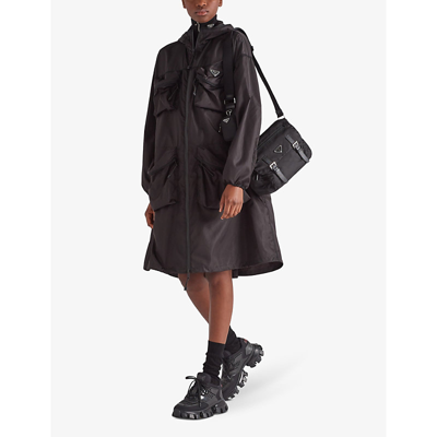 Prada Re-nylon Triangle Logo-plaque Shoulder Bag In Black