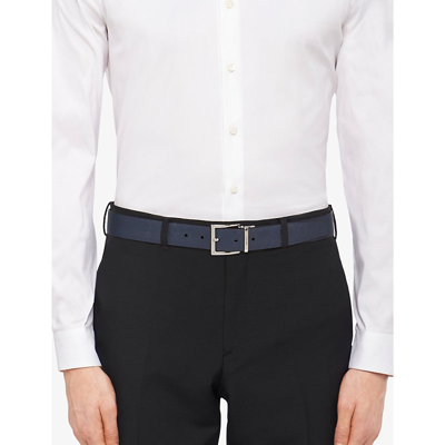Prada Saffiano Leather Reversible Belt In Black