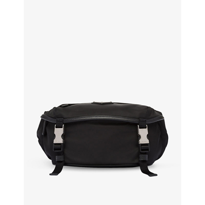 Shop Prada Re-nylon Leather And Recycled-nylon Shoulder Bag In Black