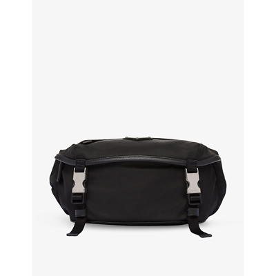 Prada Mens Black Re-nylon Leather And Recycled-nylon Shoulder Bag In Black