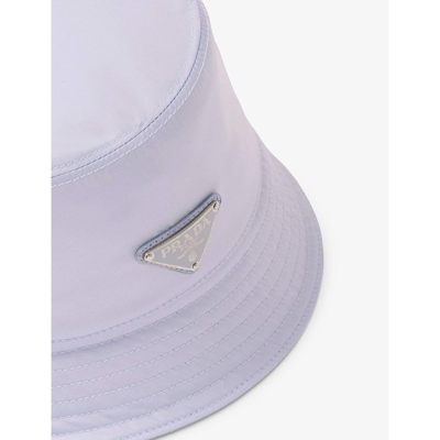 Shop Prada Womens Purple Logo-plaque Recycled-nylon Bucket Hat