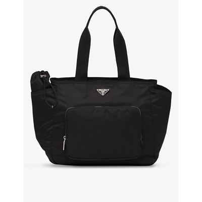 Shop Prada Re-nylon Brand-plaque Recycled-nylon Baby Bag In Black