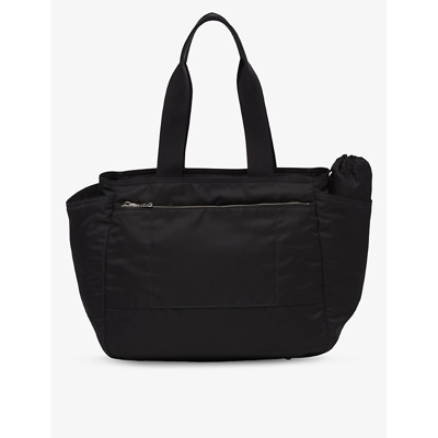Prada Enamel Logo Plaque Changing Bag In Black
