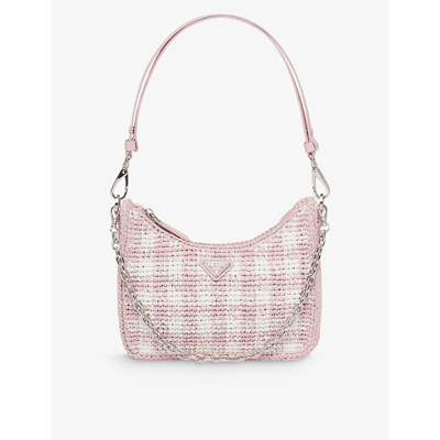 Prada Pink Re-edition 2005 Mini Crochet Shoulder Bag In Pink