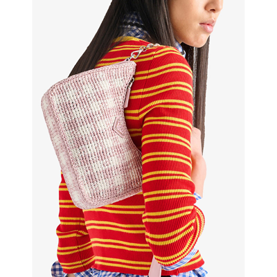 Prada Pink Re-edition 2005 Mini Crochet Shoulder Bag In Pink