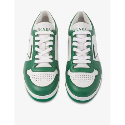 Shop Prada Downtown Brand-plaque Leather Low-top Trainers In White