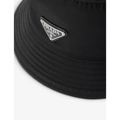 Shop Prada Womens Black Logo-plaque Recycled-nylon Bucket Hat
