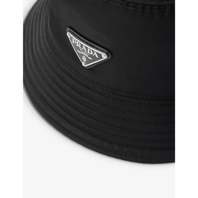 Prada Logo-embellished Shell Bucket Hat In Black