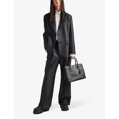 Prada Large Galleria Saffiano Leather Top Handle Bag In Black