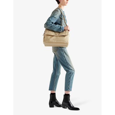 Shop Prada Womens Neutral Re-nylon Brand-plaque Recycled-nylon Shoulder Bag