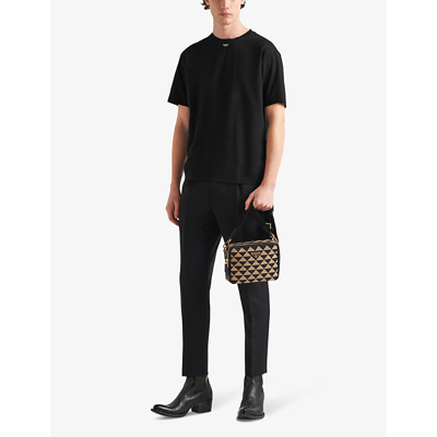 Prada Black Cotton T-shirt With Minimalist Design And Logo Detail In Black