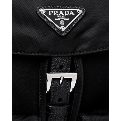 Shop Prada Womens Black Logo-plaque Recycled-polyamide Backpack 1 Size