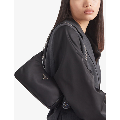 Prada Re-edition 2005 Nylon Chain Shoulder Bag In Black