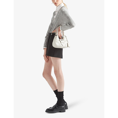 Shop Prada Womens White Moon Leather Shoulder Bag 1 Size
