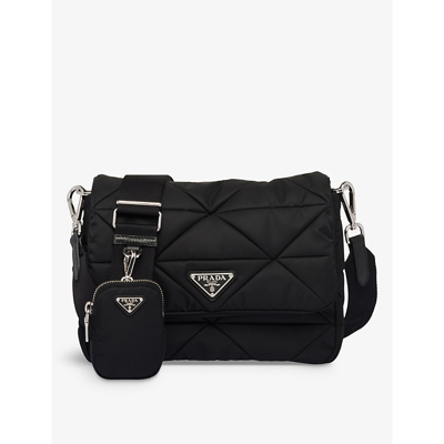 Shop Prada Padded Re-nylon Shoulder Bag In Black