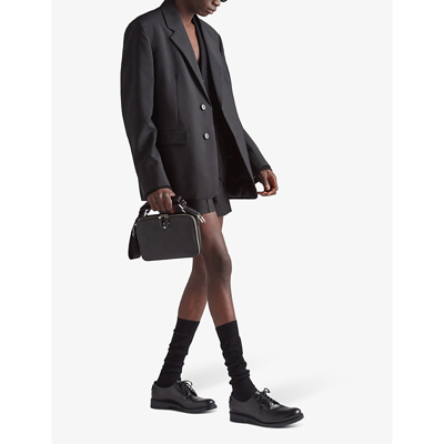 Shop Prada Brique Medium Saffiano-leather Bag In Black