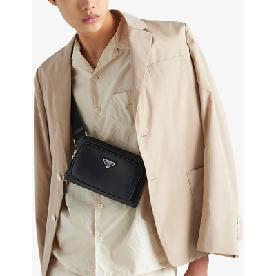 Shop Prada Logo-plaque Leather Belt Bag In Black