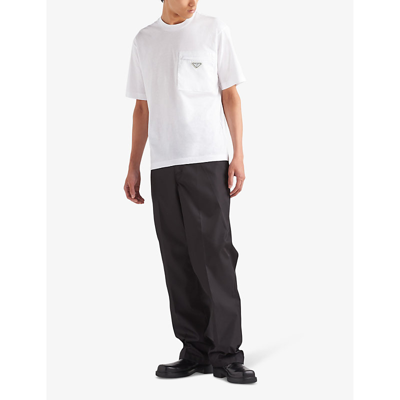 Prada Re-nylon And Jersey T-shirt In White