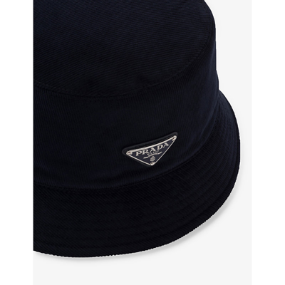 Prada Fischerhut Aus Lammfell In Blue