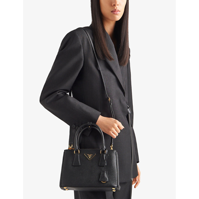 Prada Womens Black Galleria Small Saffiano-leather Tote Bag In Black
