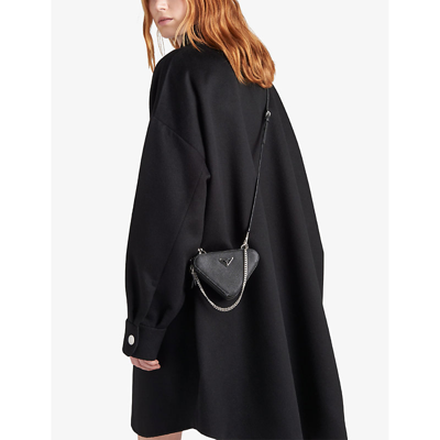 Shop Prada Triangle-shaped Mini Leather Cross-body Bag In Black