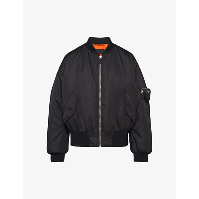Shop Prada Re-nylon Brand-plaque Boxy-fit Recycled-polyamide Jacket In Black
