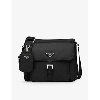 Shop Prada Womens Black Re-nylon Recycled-polyester Cross-body Bag