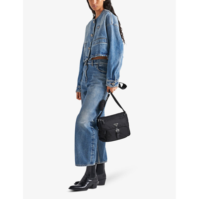 Shop Prada Womens Black Re-nylon Recycled-polyester Cross-body Bag
