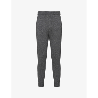 Shop Prada Mens Grey Logo-jacquard Cashmere Jogging Bottoms