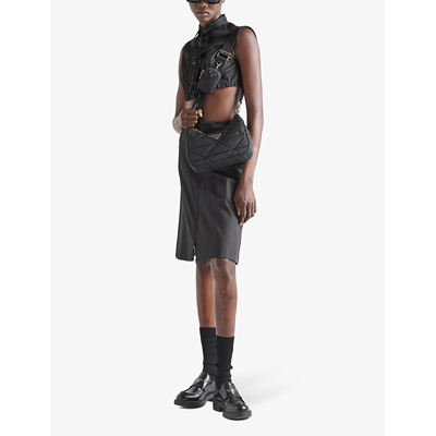 Shop Prada Re-nylon Recycled-nylon Shoulder Bag In Black