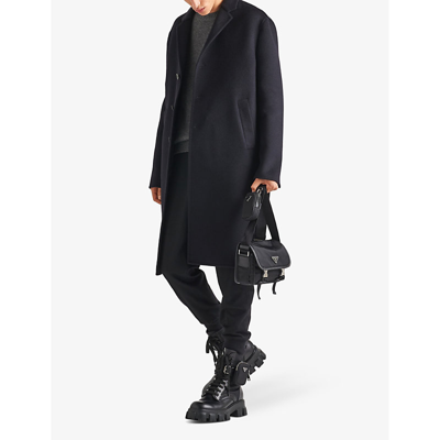 Prada Re-nylon And Saffiano Leather Shoulder Bag In Black