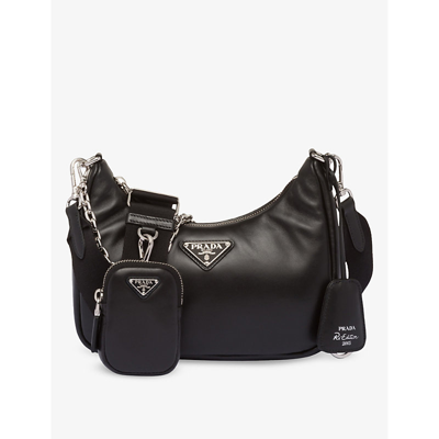 Shop Prada Re-edition 2005 Leather Shoulder Bag In Black