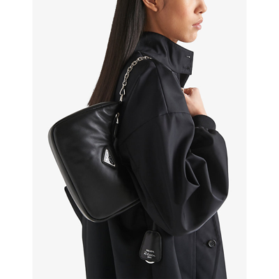 Shop Prada Re-edition 2005 Leather Shoulder Bag In Black