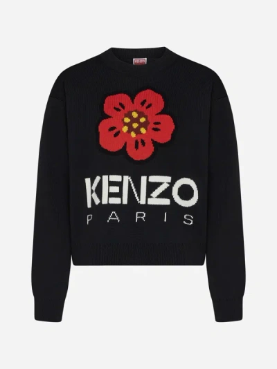 Shop Kenzo Boke Flower Cotton Sweater In Black