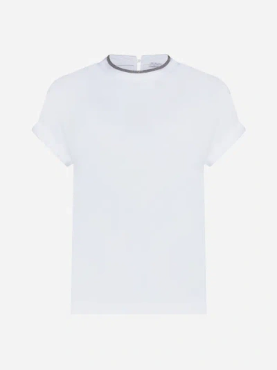 Shop Brunello Cucinelli Crewneck Cotton T-shirt In White