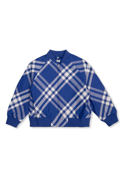 Shop Burberry Kids Checked Bomber Jacket In Multi